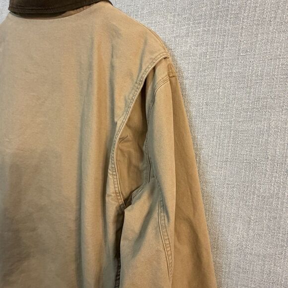 Orvis Jacket Mens XXL Brown Chore Barn Coat Canvas Quilt Lined Corduroy Collar - Picture 12 of 16